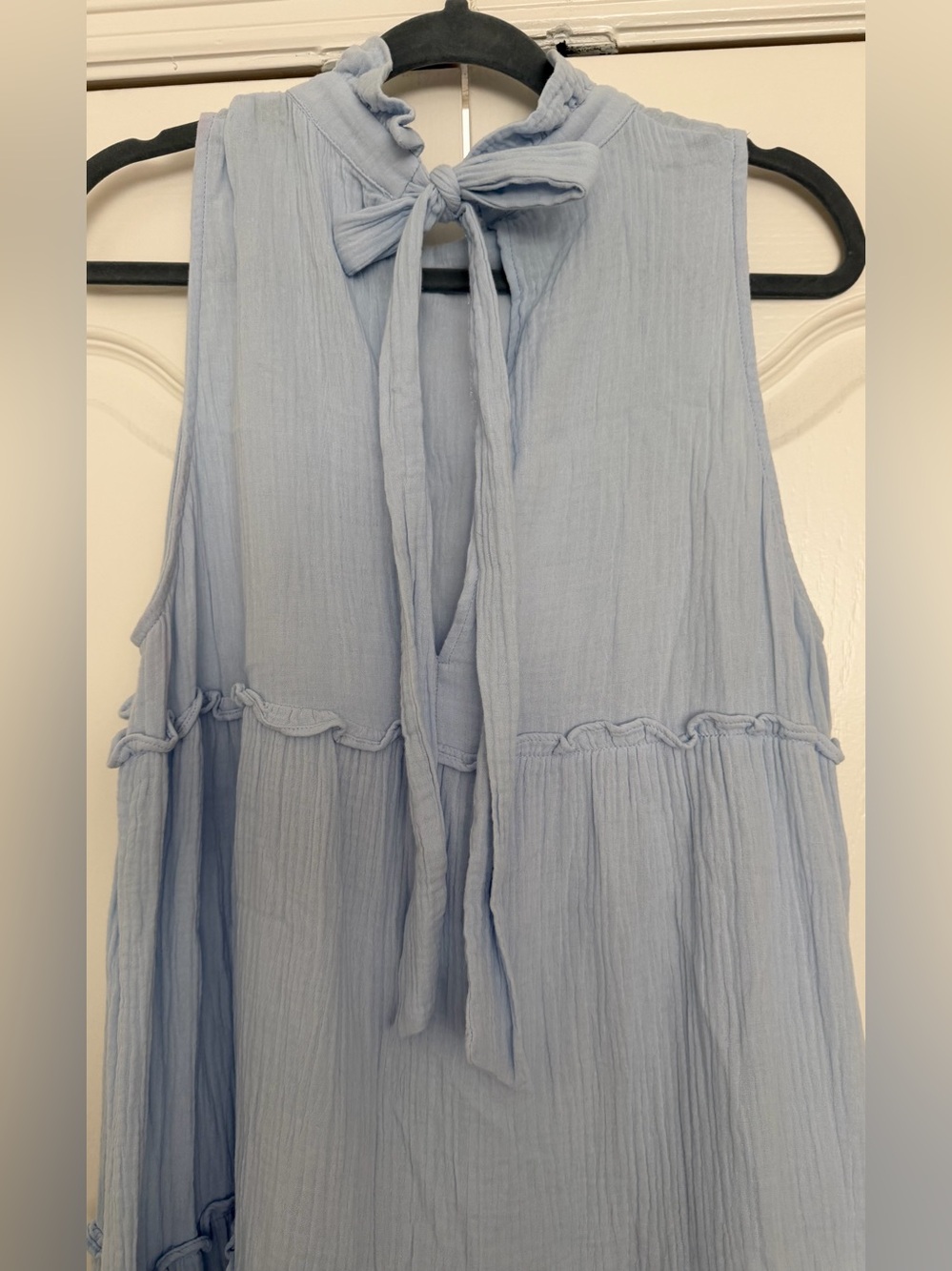 Pomander Place Light Blue Ruffled Tiered Mini Dress - Women - Picture 2 of 4